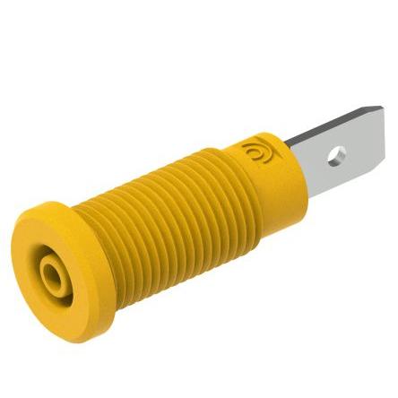 Electro PJP Zásuvka na banánky, 600V, 10A, Žlutá, Vnitřní zásuvný modul, materiál kontaktu: Mosaz, délka: 29.2 mm,