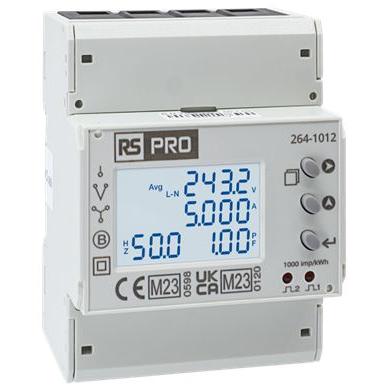 Elektroměr LCD 3fázový Elektroměr Impulzový výstup výška číslice 6.35 mm, výška výřezu: 90 mm, šířka výřezu: 70 mm,