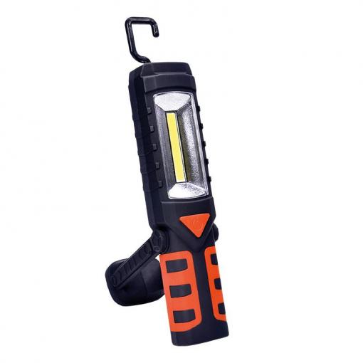 Solight multifunkční nabíjecí LED lampa,  3W COB, 250 + 40lm, Li-Ion, USB, černooranžová - WM16