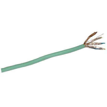 Decelect Cat6a Ethernetové kabely, Zelená, Nízko dýmivý bezhalogenový 500 m, typ pláště: Hliník-mylar páska Stíněný