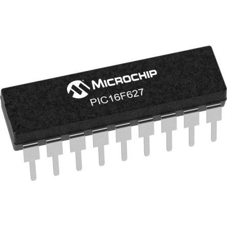 Microchip Mikrokontrolér PIC16F627-04I/P PIC 1.75kB Blesk 224 bit RAM, počet kolíků: 18 kolíkový, PDIP