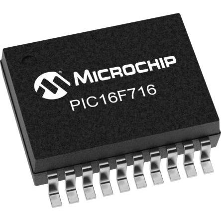 Microchip Mikrokontrolér PIC16F716-I/SS PIC 3.5kB Blesk 128 bit RAM, počet kolíků: 20 kolíkový, SSOP