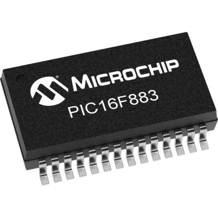 Microchip Mikrokontrolér PIC16F883-E/SS PIC 7kB Blesk 256 bit RAM, počet kolíků: 28 kolíkový, SSOP