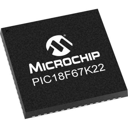 Microchip Mikrokontrolér PIC18F67K22-E/MR PIC 128kB Blesk 1 bit RAM, počet kolíků: 64 kolíkový, QFN