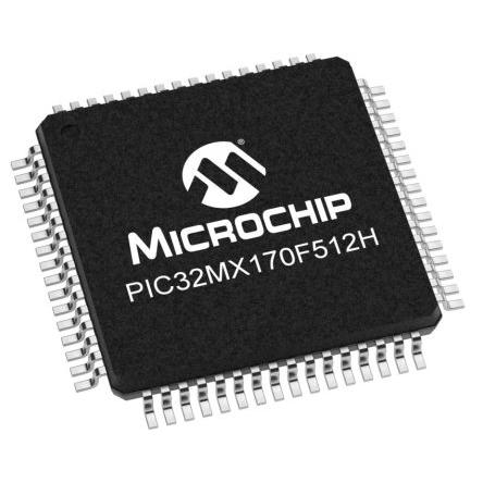 Microchip Mikrokontrolér PIC32MX170F512H-I/PT 32 bit PIC 40 MHz 512kB Blesk 64 kB RAM, počet kolíků: 64 kolíkový, TQFP