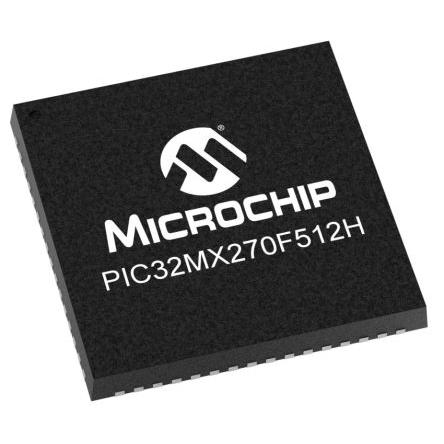 Microchip Mikrokontrolér PIC32MX270F512H-I/MR 32 bit PIC 50 MHz 512kB Blesk 64 kB RAM, počet kolíků: 64 kolíkový, QFN