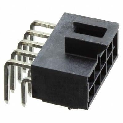 Molex Konektor PCB, řada: 105314, počet kontaktů: 10, počet řad: 2, rozteč: 2.5 mm, orientace těla: Pravý úhel, Průchozí