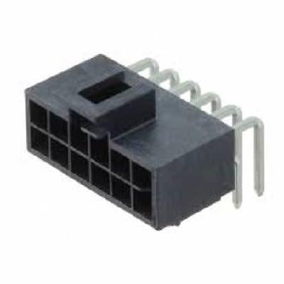 Molex Konektor PCB, řada: 105314, počet kontaktů: 12, počet řad: 2, rozteč: 2.5 mm, orientace těla: Pravý úhel, Průchozí