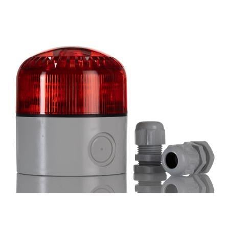 RS PRO LED maják, řada: RS PRO Stálé, Blikající světlo Alarm barva Červená 24V ac/dc IP65 LED Základna RoHS, CE/UKCA/EAC