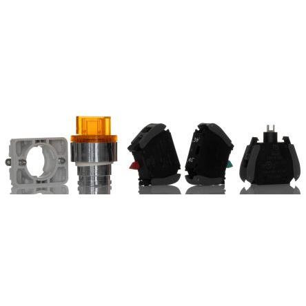 Volicí přepínač, řada: RS PRO Šroubová svorka Knoflík 1 NO/1 NC, průměr výřezu: 22.5 mm IP65 RS PRO Osvětlené 2