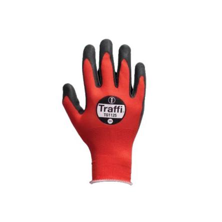 Traffi Rukavice Červená No Polyester (podšívka) Nitrilová pěna 10 TG1125
