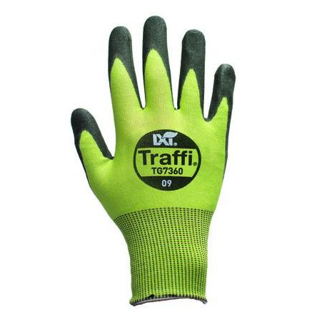 Traffi Rukavice Černá, Zelená No Elastan, HPPE, Nylon, Polyester Polyuretan 8 TG7360