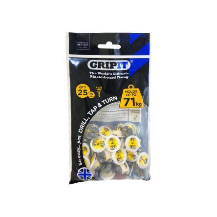 Kotvicí prvky pro sádrokartony, Plastové, Ocel, žlutá GP1525, průměr otvoru: 15 mm, délka: 235 mm Gripit