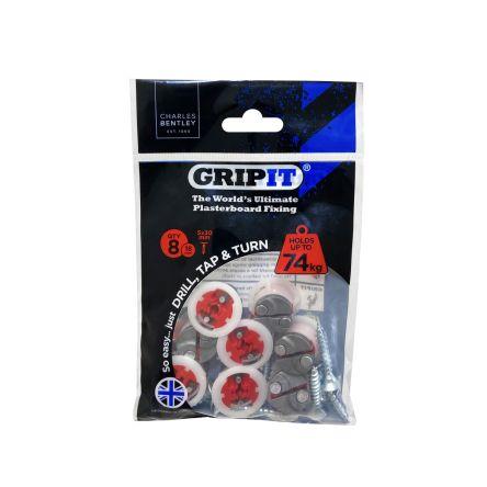 Kotvicí prvky pro sádrokartony, Ocel, Plastové, Červená GP188, průměr otvoru: 18 mm, délka: 160 mm Gripit