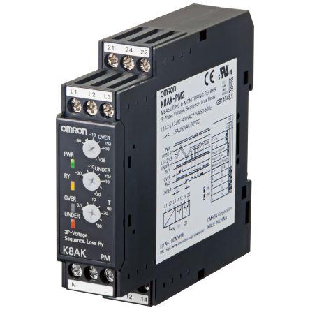 Omron Monitorovací relé, řada: K8AK-PM 3 a SPDT kontakty Lišta DIN