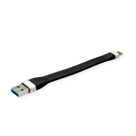 Roline Kabel USB Vnější, A: USB typu A, 110 mm Vnější, Černá, B: USB typu C