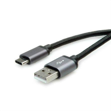 Roline Kabel USB Vnější, A: USB typu C, 800 mm Vnější, Černá, B: USB typu A