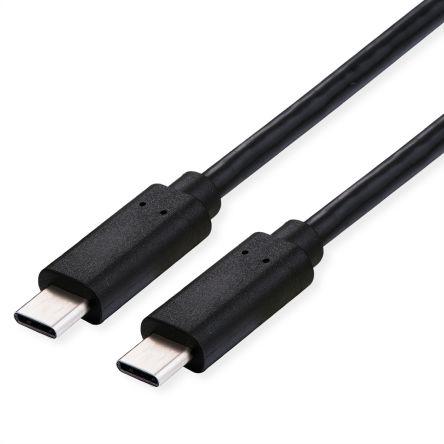 Roline Kabel USB Vnější, A: USB typu C, 1 m Vnější, Černá, B: USB typu C