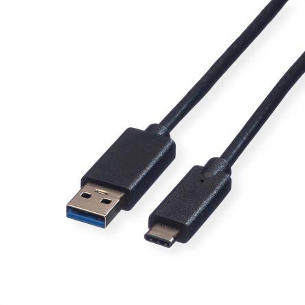 Roline Kabel USB Vnější, A: USB typu A, 1 m Vnější, Černá, B: USB typu C