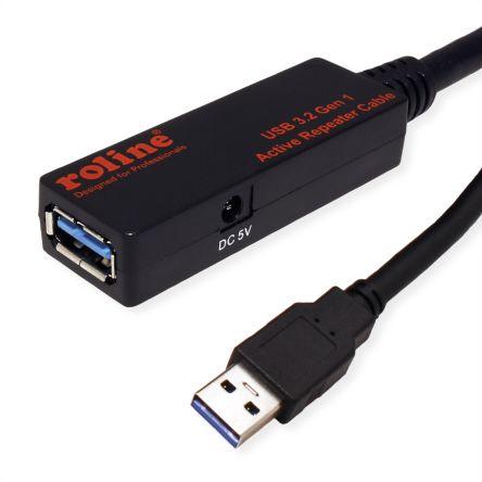 Roline Kabel USB Vnější, A: USB typu A, 15 m Vnější, Černá, B: USB typu A