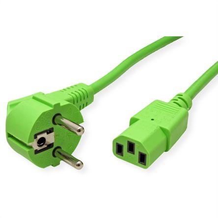 Napájecí kabel 1.8 m, Zelená, A: CEE 7/7, B: IEC C13, 250V ac Roline
