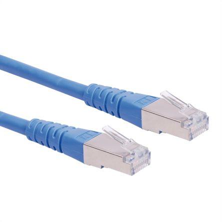 Roline Kat6 Ethernetové kabely, řada: 21.15, Modrá, Polyvinylchlorid 500 mm, typ pláště: S/FTP Stíněný
