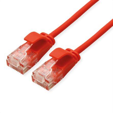 Roline Cat6a Ethernetové kabely, řada: 21.15, Červená, Nízko dýmivý bezhalogenový 300 mm 8, typ pláště: Nestíněný
