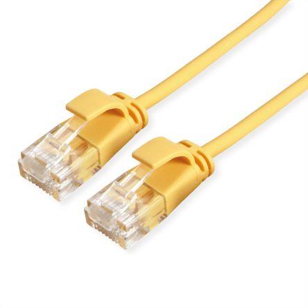 Roline Cat6a Ethernetové kabely, řada: 21.15, Žlutá, Nízko dýmivý bezhalogenový 1 m 8, typ pláště: Nestíněný Nestíněný