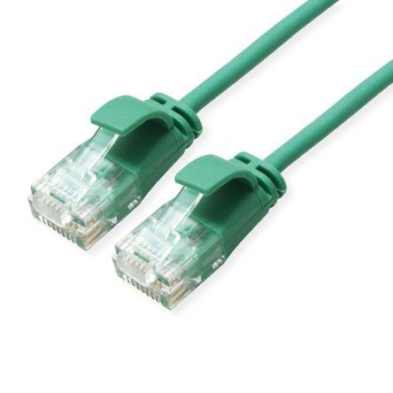 Roline Cat6a Ethernetové kabely, řada: 21.15, Zelená, Nízko dýmivý bezhalogenový 300 mm 8, typ pláště: Nestíněný