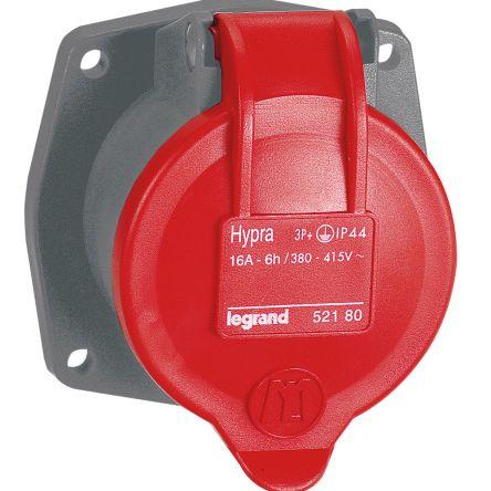 Legrand Průmyslový napájecí konektor, řada: HYPRA, IP44, formát pólů: 3P+PE barva Červená, 415V 16A
