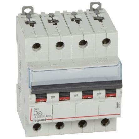 Legrand Jistič, rozsah: DX3 4pólový 63A vypínací výkon 10 kA, charakteristika: Typ C, rozsah: DX3 400V ac 400 V dc