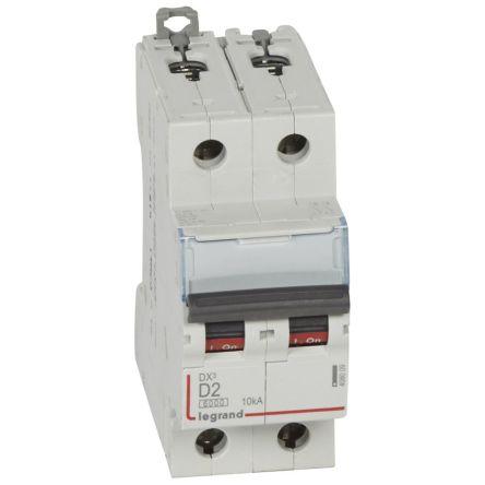 Legrand Jistič, rozsah: DX3 2pólový 2A vypínací výkon 10 kA, charakteristika: Typ D, rozsah: DX3 400V ac 400 V dc