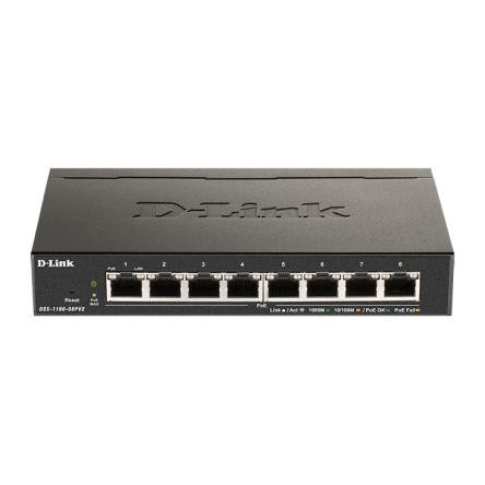 Gigabitový switch, model: 8-Port Gigabit Smart Managed PoE Switch 8portový D-Link Inteligentní Napájení přes síť