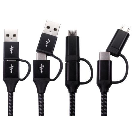RS PRO Kabel USB Vnější, A: USB typu A, USB typu C, 1 m Vnější, Černá, B: Micro USB typ B, USB typu C