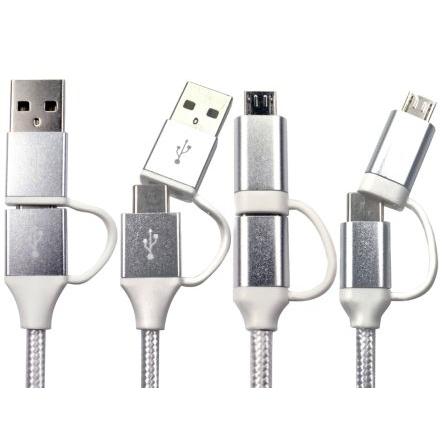 RS PRO Kabel USB Vnější, řada: RS PRO, A: USB typu A, USB typu C, 1 m Vnější, Bílá, B: Micro USB typ B, USB typu C