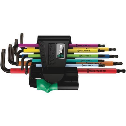Klíč Torx, počet kusů: 9 TX27, TX15, TX40, T x 8, TX10, Tx25, TX30, T x 9, Tx20 tvar L Dlouhé rameno Wera