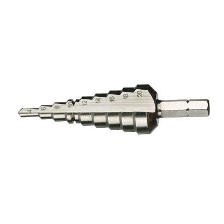 Stupňový vrták Vhodné pro držáky podle normy Din Iso 1173-D 6.3 4 to 20 mm 4 mm 9stupňový 20 mm max. tloušťka vrtáku 20