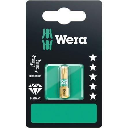 Wera Bit šroubováku, Diamantový potah, Šestihran, 1/4 in, TX 25, celková délka: 25mm