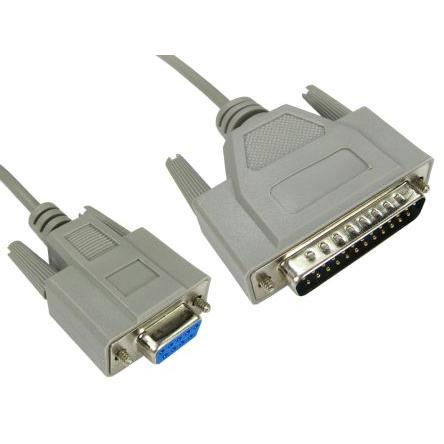 RS PRO Sériový kabel, A: Vnější délka 2 m, A: D-sub 25kolíkový, D-Sub 9pin, B: Vnitřní, Polyvinylchlorid