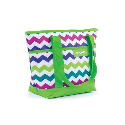 Taška plážová SPOKEY ACAPULCO termo, malá zelená zigzag 39 x 15 x 27 cm