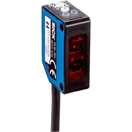 SICK Fotoelektrický snímač, řada: WT100 LED Pravoúhlý Kabel, výstup: NPN Blízkost IP67