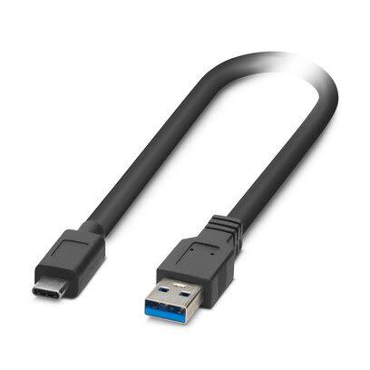 Phoenix Contact Kabel USB Vnější, A: USB typu A, 500 mm Vnější, Černá, B: USB typu C