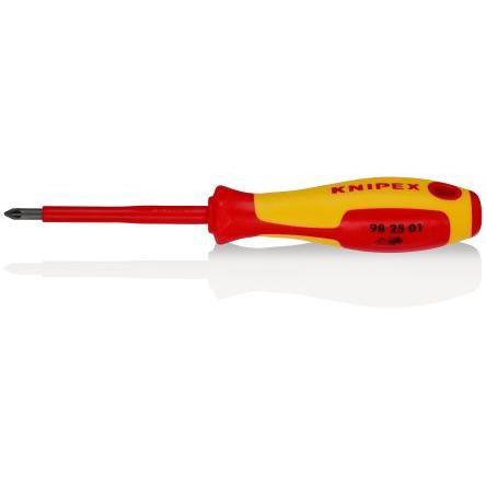 Šroubovák Pozidriv, dělka lopatky: 80 mm Vysokojakostní ocel Izolované hrot PZ1, celková délka: 187mm Knipex