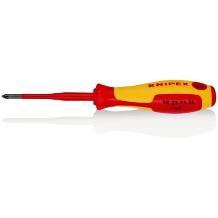 Šroubovák Pozidriv, dělka lopatky: 80 mm Vysokojakostní ocel Izolované hrot PZ1, celková délka: 187mm Knipex