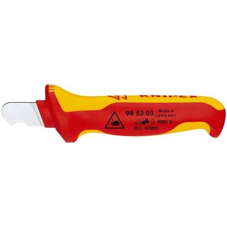 Nůž na kabely, celková délka: 170mm Splňuje normu VDE/1000V Knipex, dělka lopatky: 28 mm Ocel