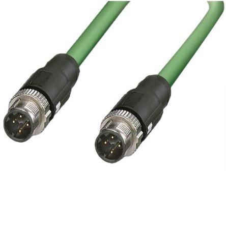 F Lutze Ltd Cat5e Ethernetové kabely, Zelená, Polyuretan, A: M12 Vnější, B: M12 Vnější 1 m, typ pláště: Stíněné, 24V