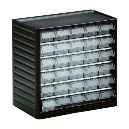 Skladovací jednotka se zásuvkami Šedá Polypropylen Průhledné zásuvky 290 mm x 310mm x 180 mm Treston