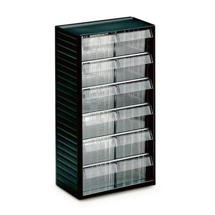 Skladovací jednotka se zásuvkami 12 Šedá Polypropylen 550 mm x 310mm x 180 mm Treston