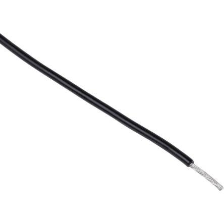 Zapojovací vodič, typ kabelu: Třída 5 BS EN 60228, prameny vodičů: 16/0.2 mm, Černá, 1000V ac 100 m Polyvinylchlorid RS