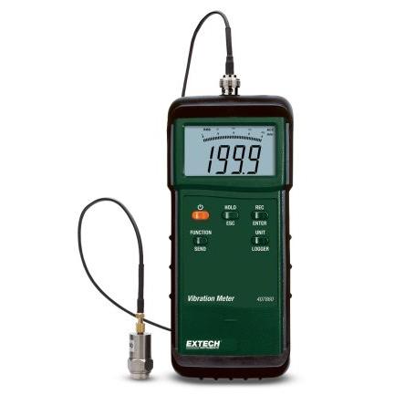 Měřič vibrací 407860 200m/s² Extech Rychlost, Posunutí, Zrychlení